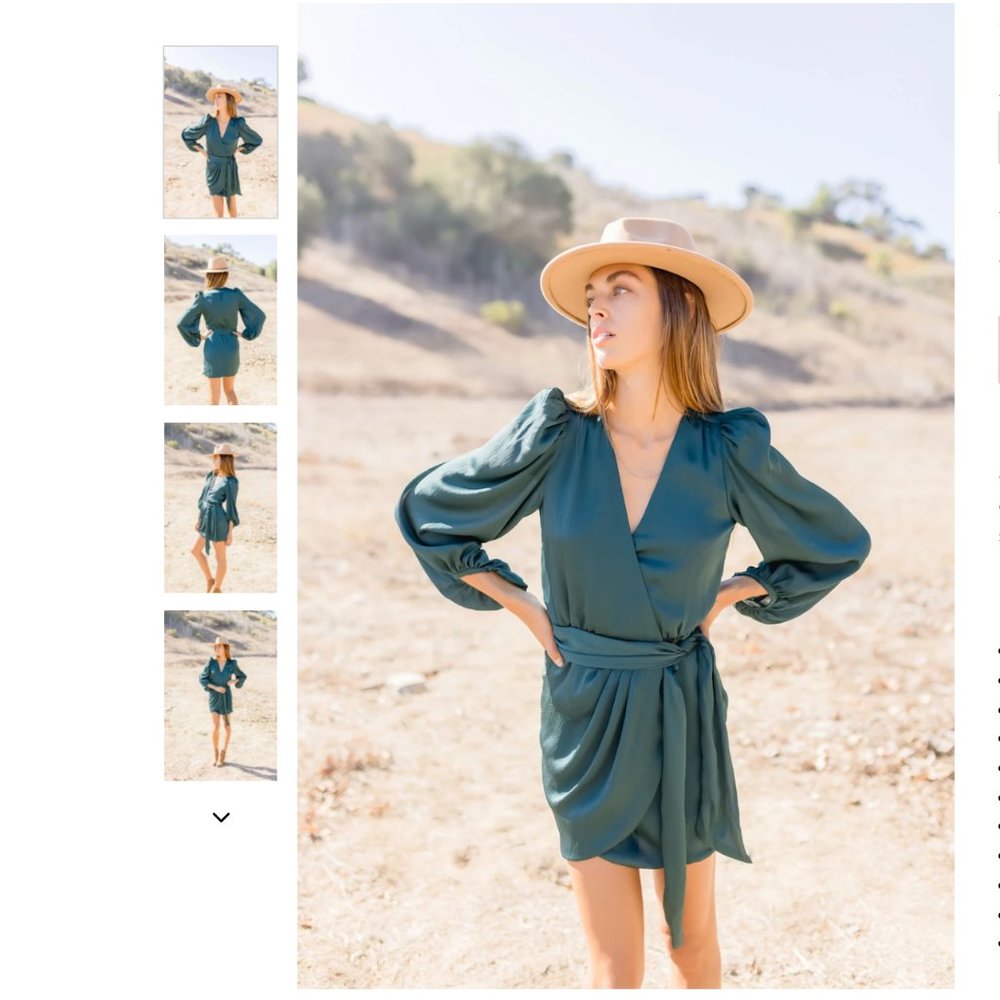 Natasha Long Sleeve Satin Wrap Dress